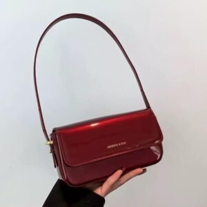 Glossy Maroon Shoulder Bag