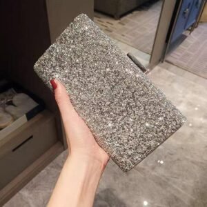 Luxury Silver Glitter Clutch Purse